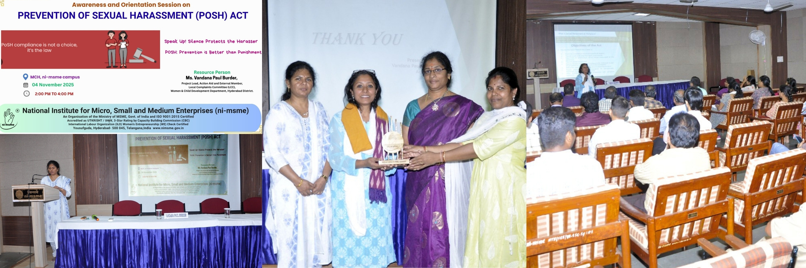 Awareness and Orientation Session on Prevention of Sexual Harassment (POSH) Act, 2013 for ni-msme Employees by Ms. Vandana Paul Burder