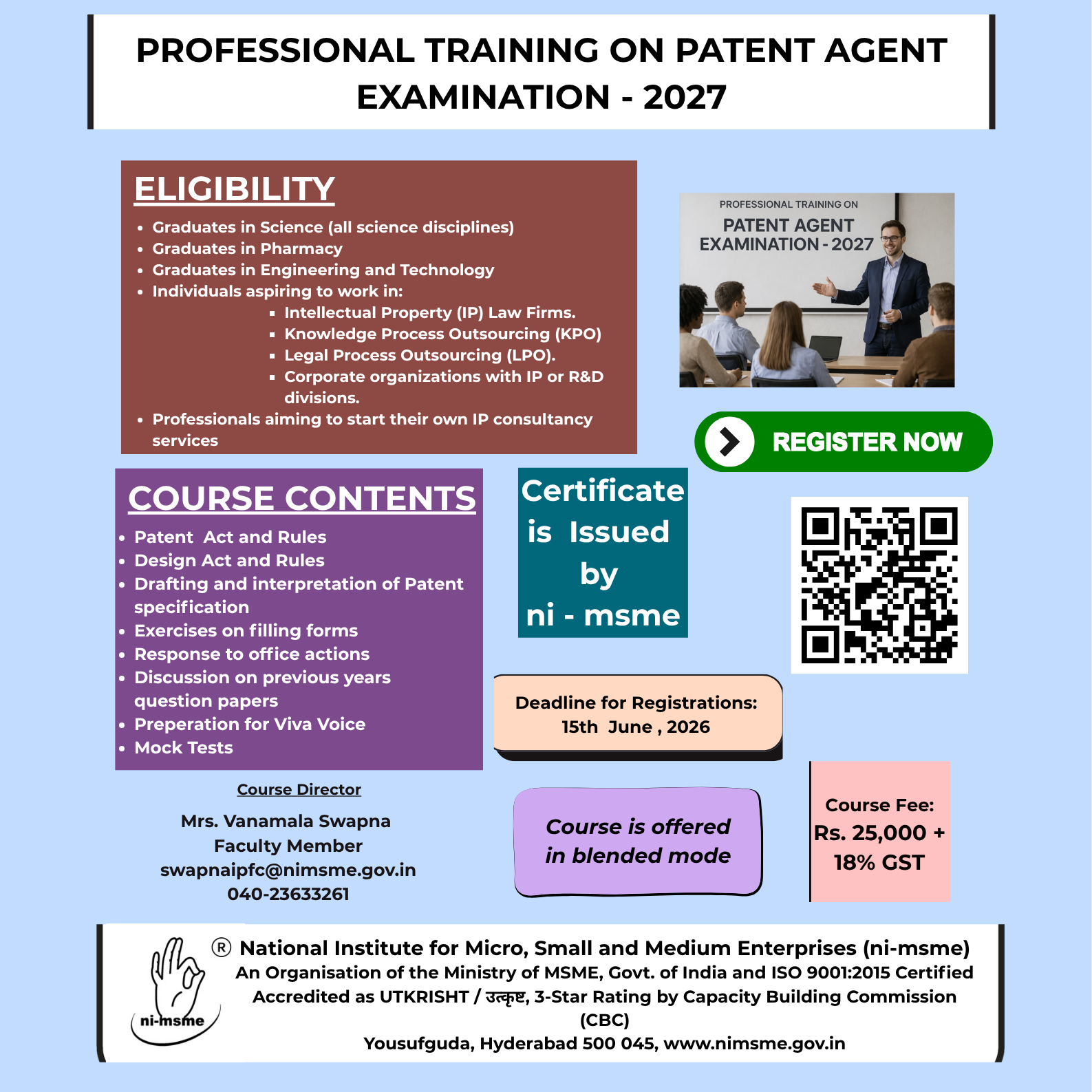 Professional Training on Patent Agent Examination - 2027