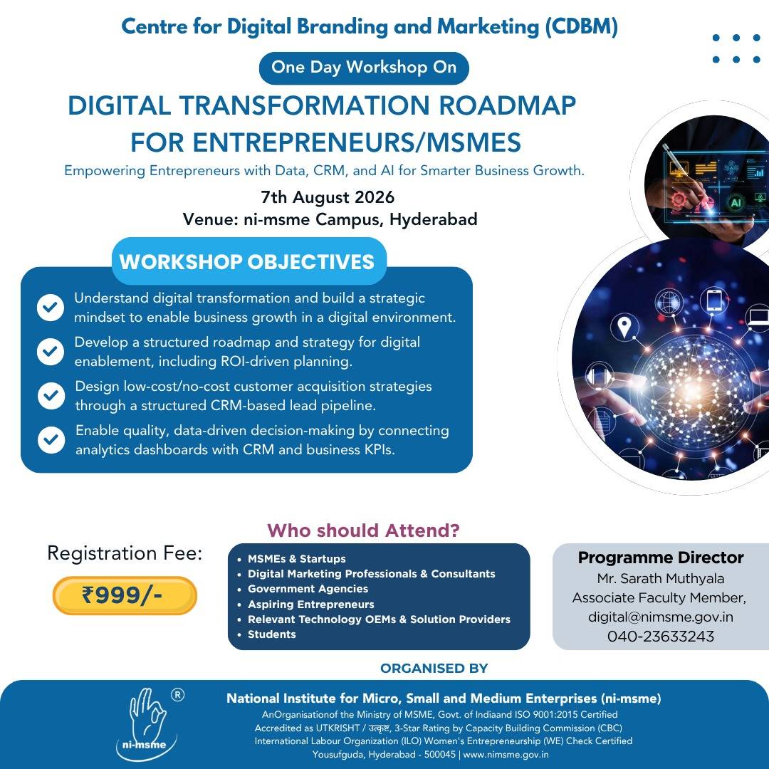 One Day workshop on Digital Transformation Roadmap for Entrepreneurs/MSMEs