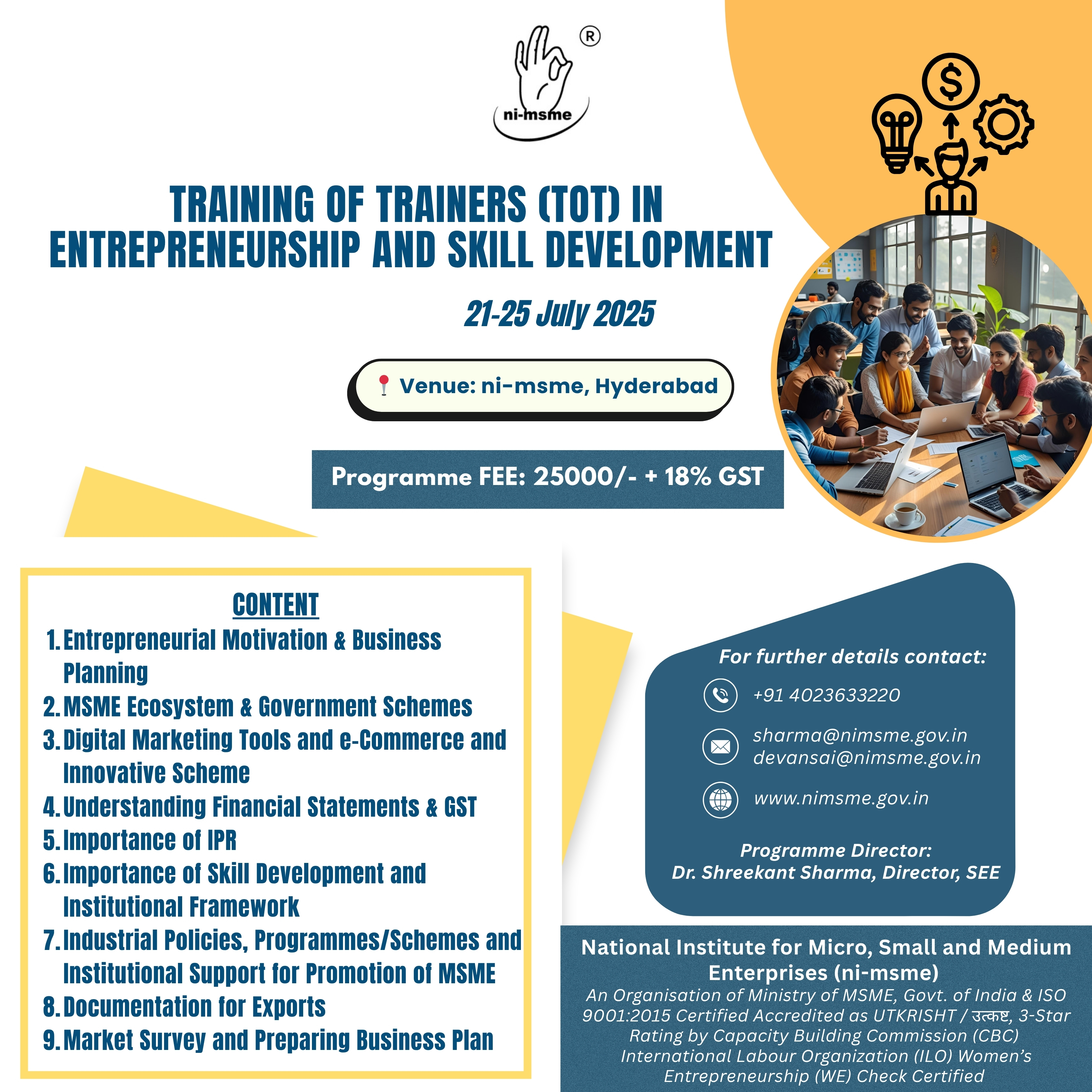 Training of Trainers (ToT) in Entrepreneurship and Skill Development 