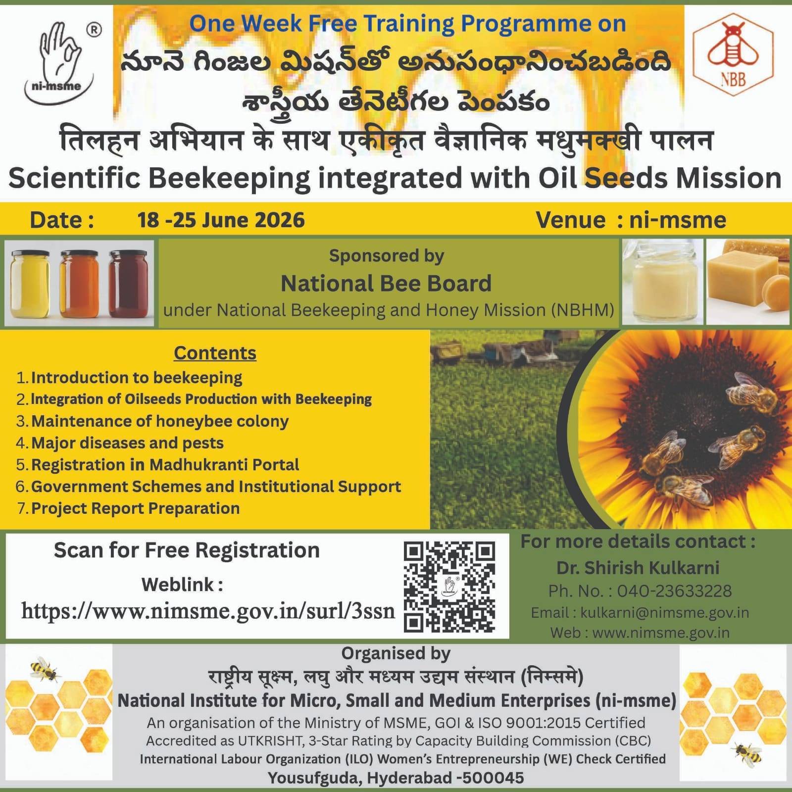 Training Programme on Scientific Beekeeping Integrated with Oil Seeds Mission